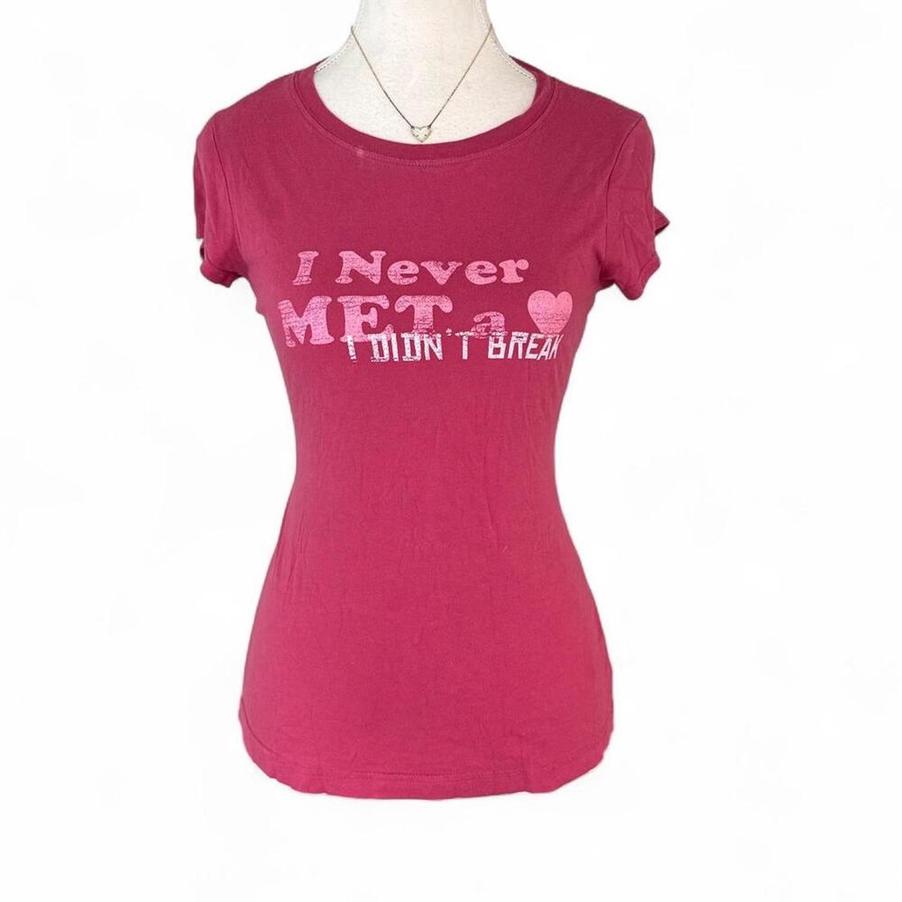 Y2K Pink Self Esteem "I Never Met A Heart I Didn't Break" iconic baby tee Size M